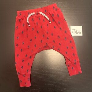 ⭐️2/$5.00⭐️ Joe Fresh 3-7m Red Pants with Lightning Trikes Design